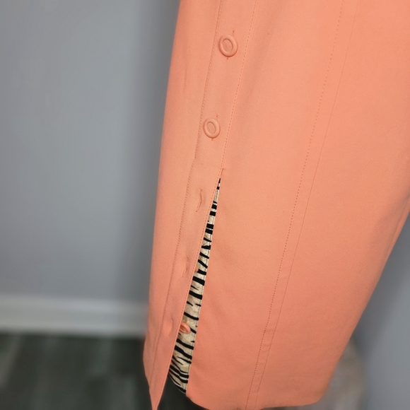 Per Se Orange Sorbet Sheath Cold Shoulder Belted Dress - Picture 7 of 9